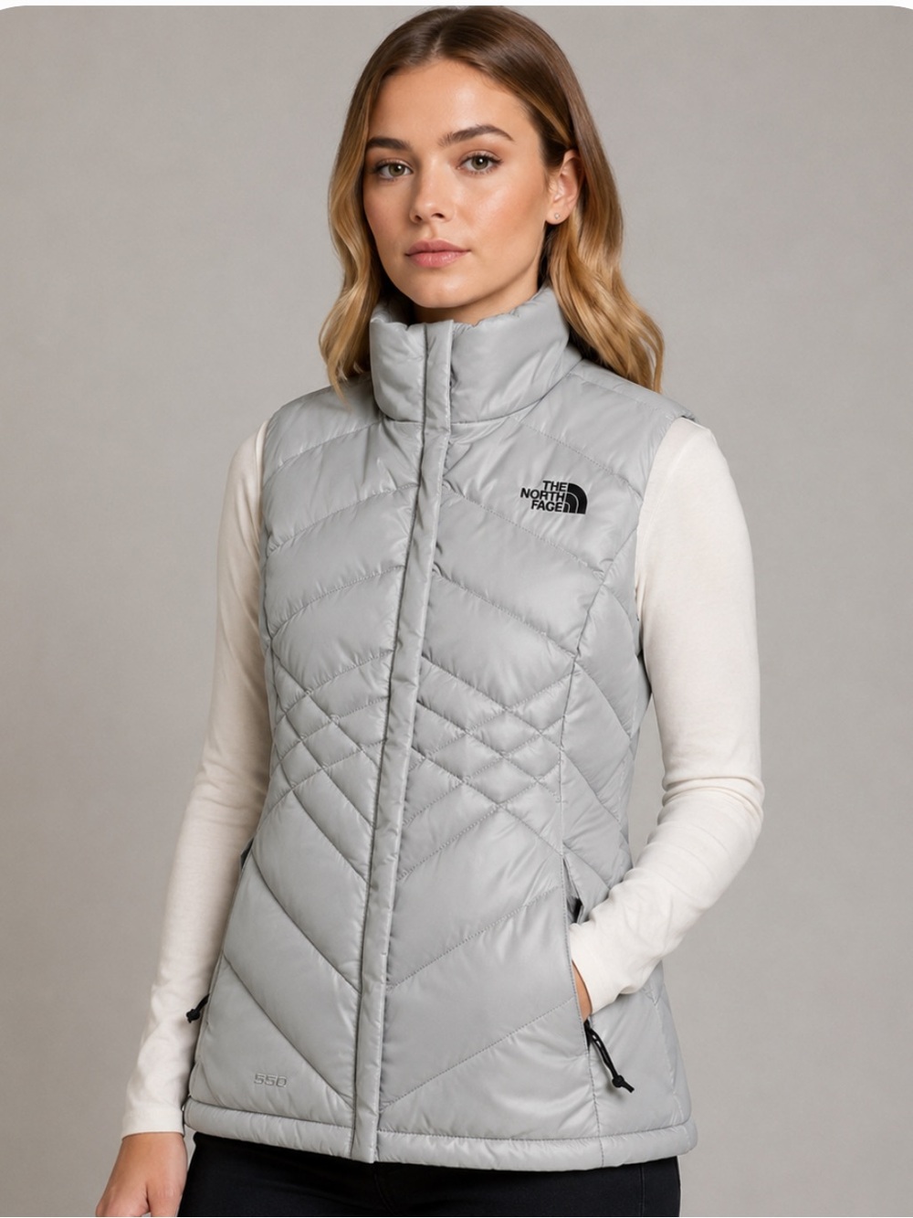 The North Face Aconcagua Vest Down 550 Fill Lunar Ice Grey Womens Medium NWT